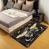 Erosebridal Moth Skull Moon Area Rug 4'11" X 3'3" Bohemian Stars Exotic Living Room Rugs Starry Sky Mysterious Decorative Carpet Black and W