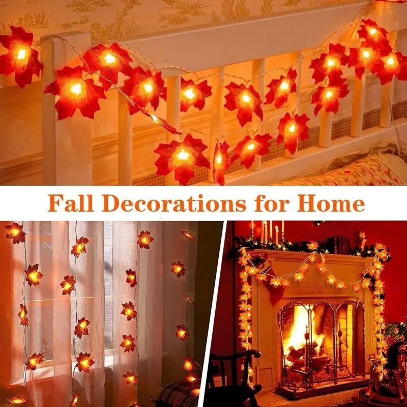 LED Maple Leaf Light String Artificial Maple Leaf Vines Hanging Rattan Fall Garland for Thanksgiving Home Party DIY
