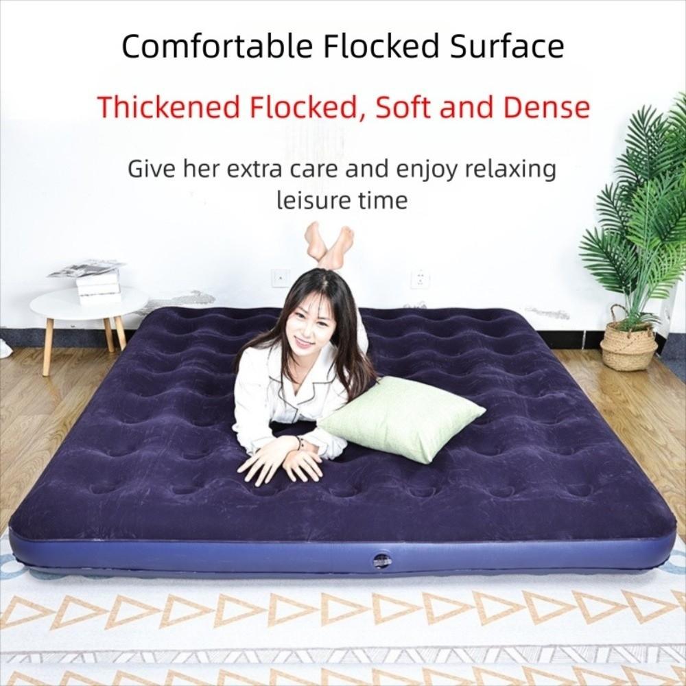 PVC Air Mattress Flocking Surface Folding Sleeping Pad Comfortable Inflatable Mattress  Outdoor