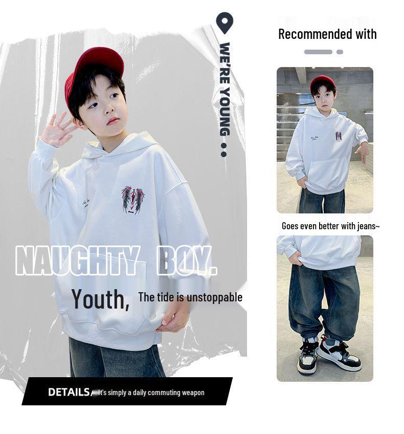 Boys' Korean Style Hoodie - Spring/Autumn 2025 New Arrival