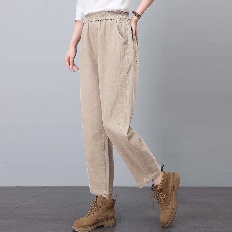 

Women s Korean Style Loose Fit Elastic Waist Straight Leg Pants - Spring/Autumn 2024 L (115-125 jin) кавовий