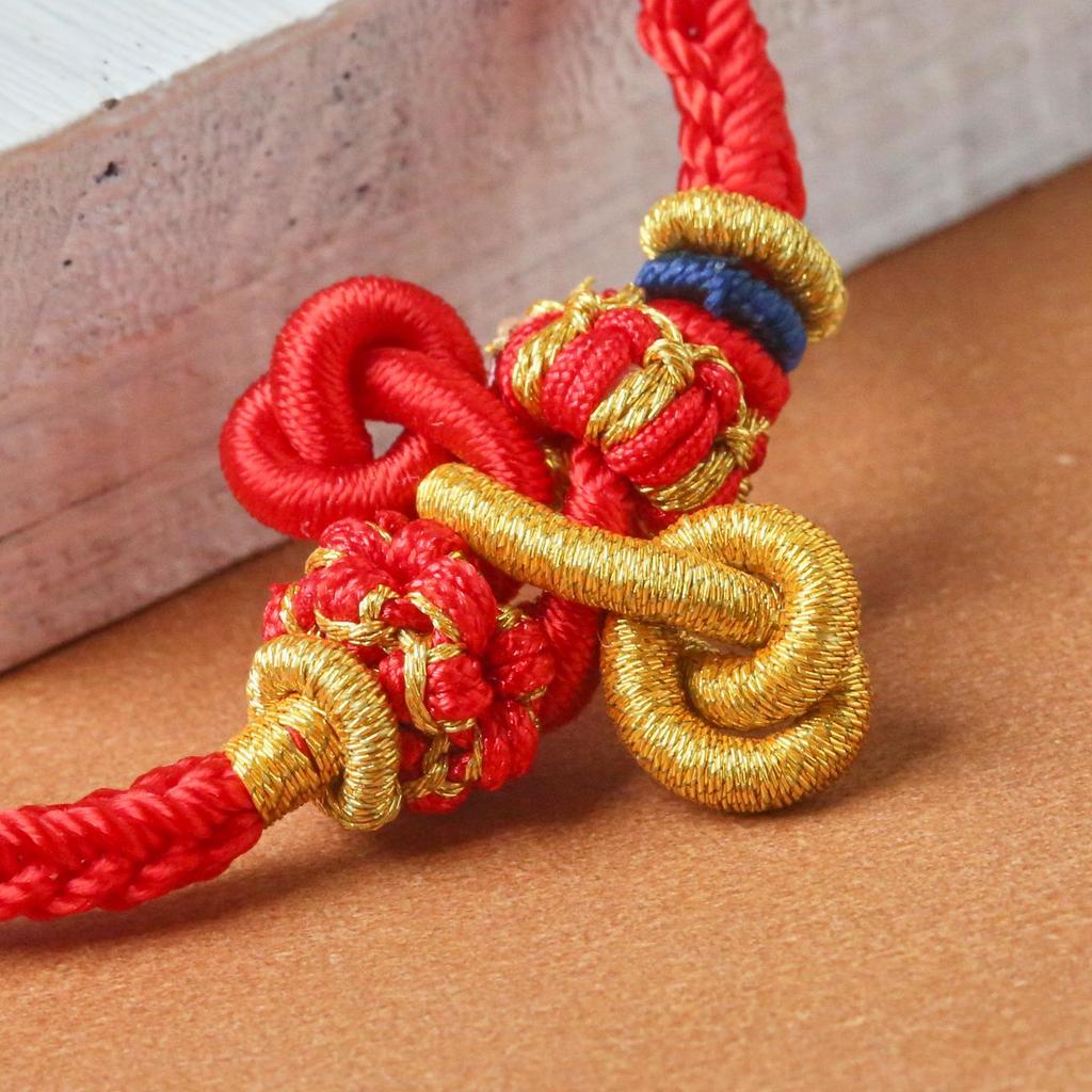 Bracelet porte-bonheur Koi Wenchang en corde rouge tissée à la main avec des perles dorées pour hommes, femmes et étudiants