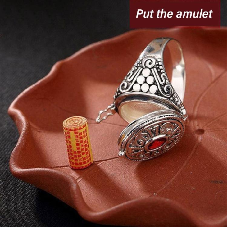 Cultural Gawu Box Ring with Inner Chamber Adjustable Open Finger Ring Unisex Accessory for Parties and Daily Wear
