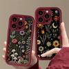 Embroidered Flowers Pattern Silicone Soft Phone Case For iPhone 11 12 13 14 15 16 17 Pro Max 17Air 16E XS X XR 7 8 15 Plus Cover