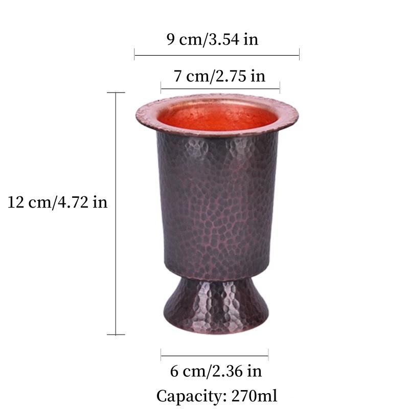 Vintage Pure Copper Coffee Mug,Thickened Hammer Texture 270ml Breakfast Beer Cup,Handcrafted Tea Tumbler Drinkware Tableware