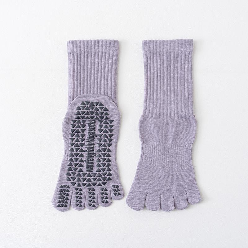 Women's Anti-Slip Yoga Toe Socks, Mid-Calf To Over-the-Knee Pilates and Fitness Socks