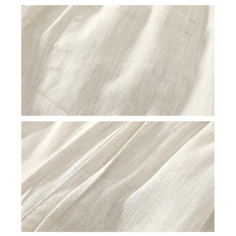 Romon Men's Chinese Style Cotton Linen Casual Pants