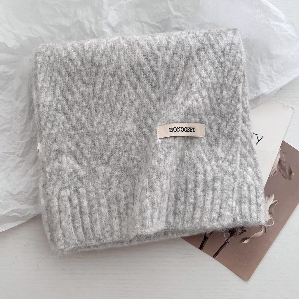 New Korea Styles Wool Knitted Small Scarf Women Winter Warm Scarves Simple Designer Thickened Shawl Soft Pashmina Neck