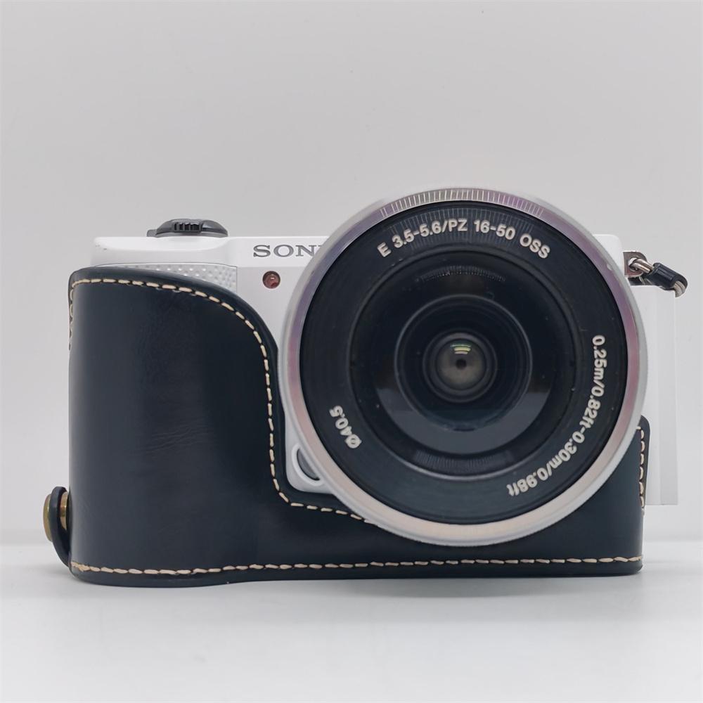 PU Leather Camera Half Case for Sony A5000 A5100 Battery Opening Bottom Cover