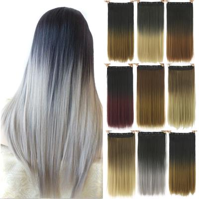 Femei Culoare Gradient Lungi Drepte Meşe Clipul în Extensii De Păr