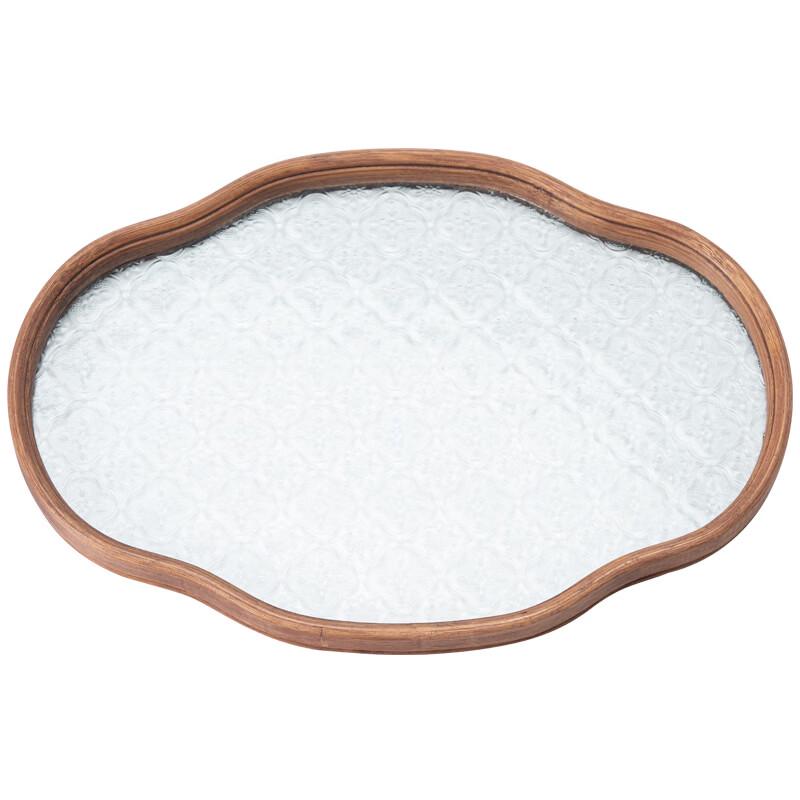 Jiumuqing Retro Chinese Glass Tea Tray