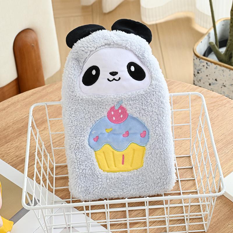 Plush-Covered Cartoon Hot Water Bottle with Inflatable Liner - Washable Hand Warmer for Girls' Bedtime