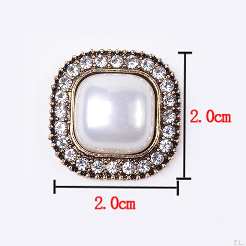 5 Pieces Alloy Rhinestone Buttons, Flat Back Brooch Buttons Sparkly Bling Sew on Clothing