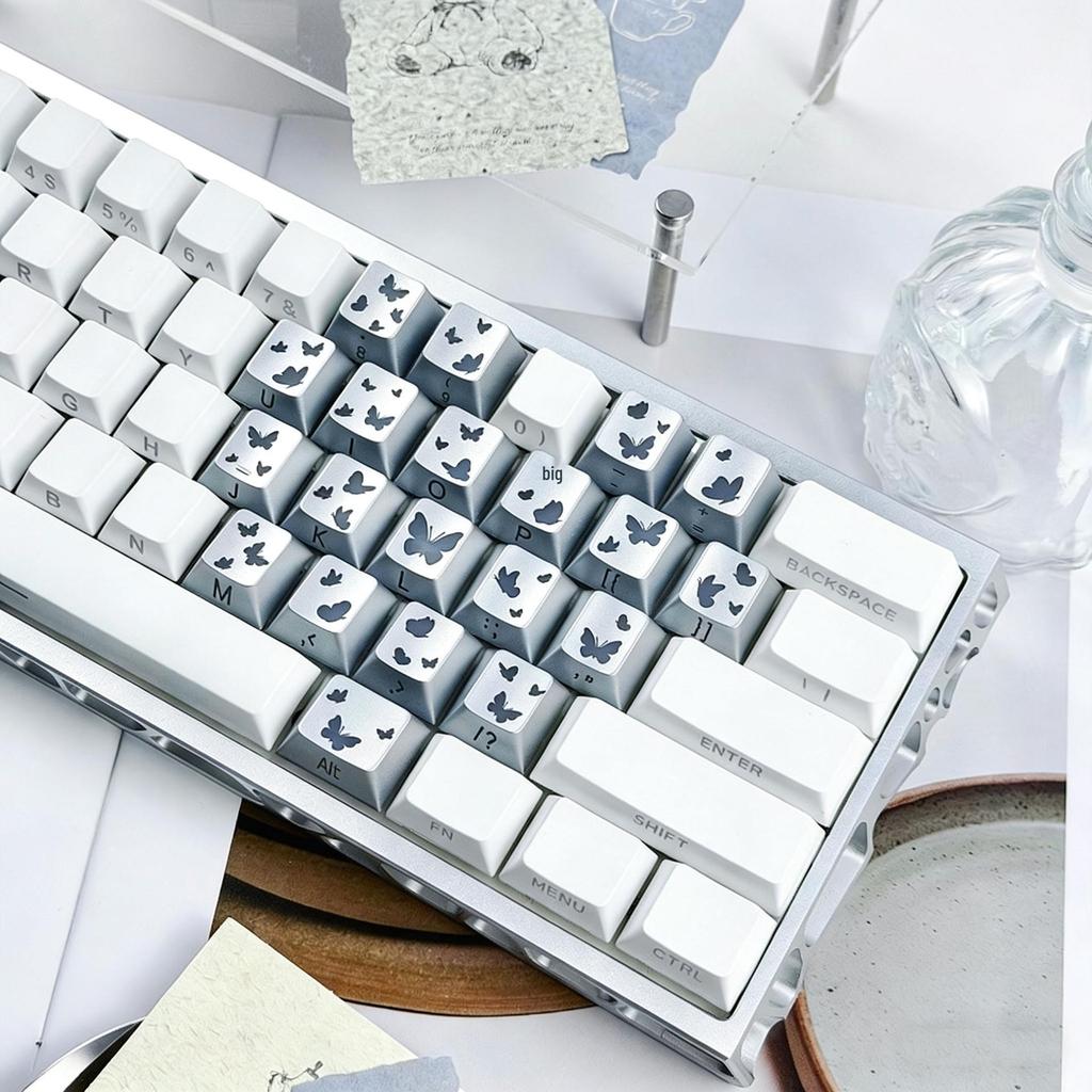 Translucent Butterfly Heart Keycap with Side Engraving for Magnetic Switch Mechanical Keyboards