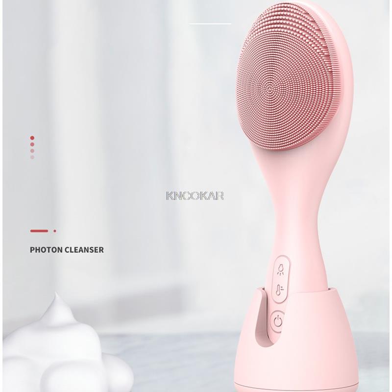 Electric Face Cleansing Brush Silicone USB Facial Cleansing Brush Skin Care Cleanine Machine  Waterproof розовый