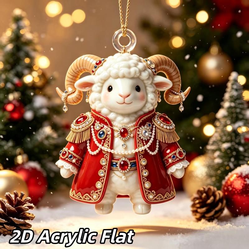 Acryl Chinesisches Tierkreiszeichen Ziege Hängendes Ornament Glücksbringendes Rotes Gold Design Für Neujahr Heimdekoration