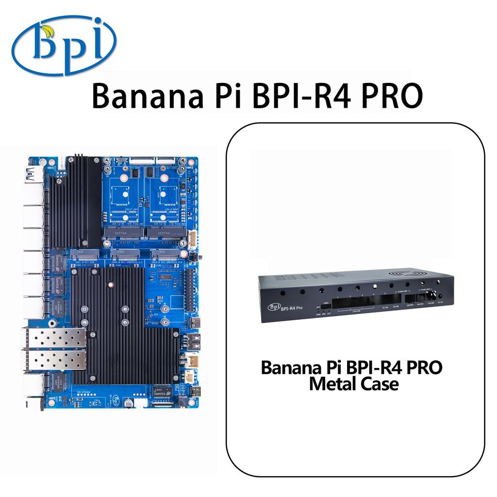 Banana Pi BPI-R4 PRO MediaTek MT7988A (Filogic 880) Quad-core Arm Corex-A7 8GB DDR4 8GB eMMC Wifi7 Router Board Home Automation