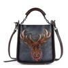 First Layer Cowhide Leather Retro High-end Trend Export European and American Hand-held Diagonal Cross Bag Women's Bucket Bag