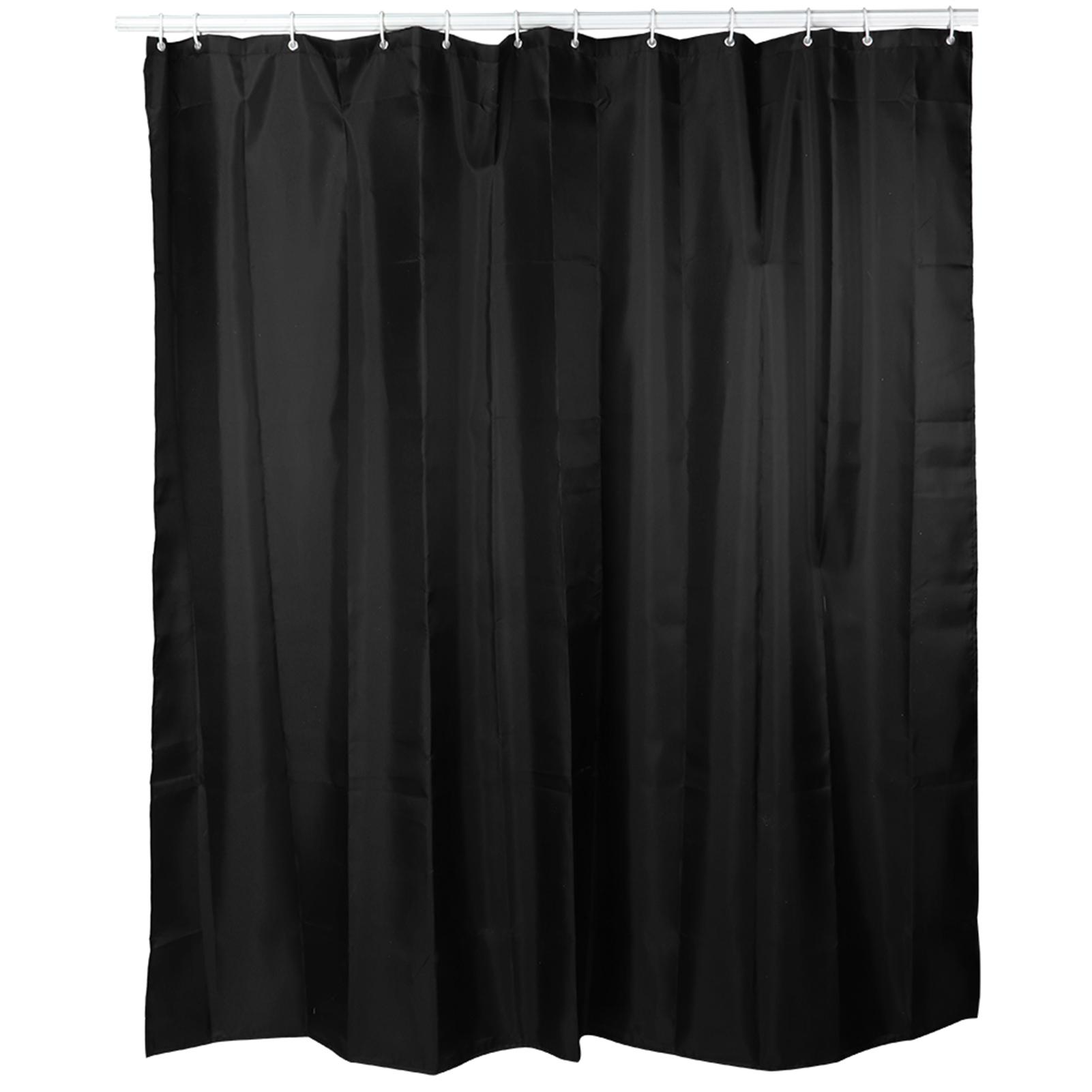 

Household Fabric Waterproof Shower Curtain Bathroom Bath Curtain with Hooks Black