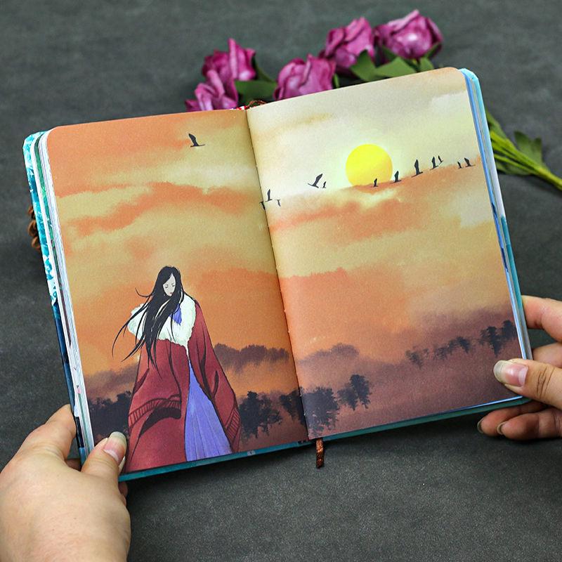 Gusu Retro Style Illustrated Diary Notebook with Chinese Style Cute Girl Design