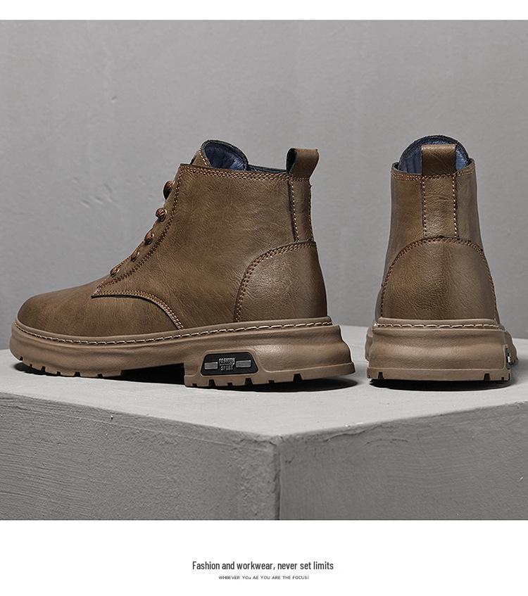 Men's Plus Size Martin High-Top Lace-Up Cowhide Winter Leather Work Boots