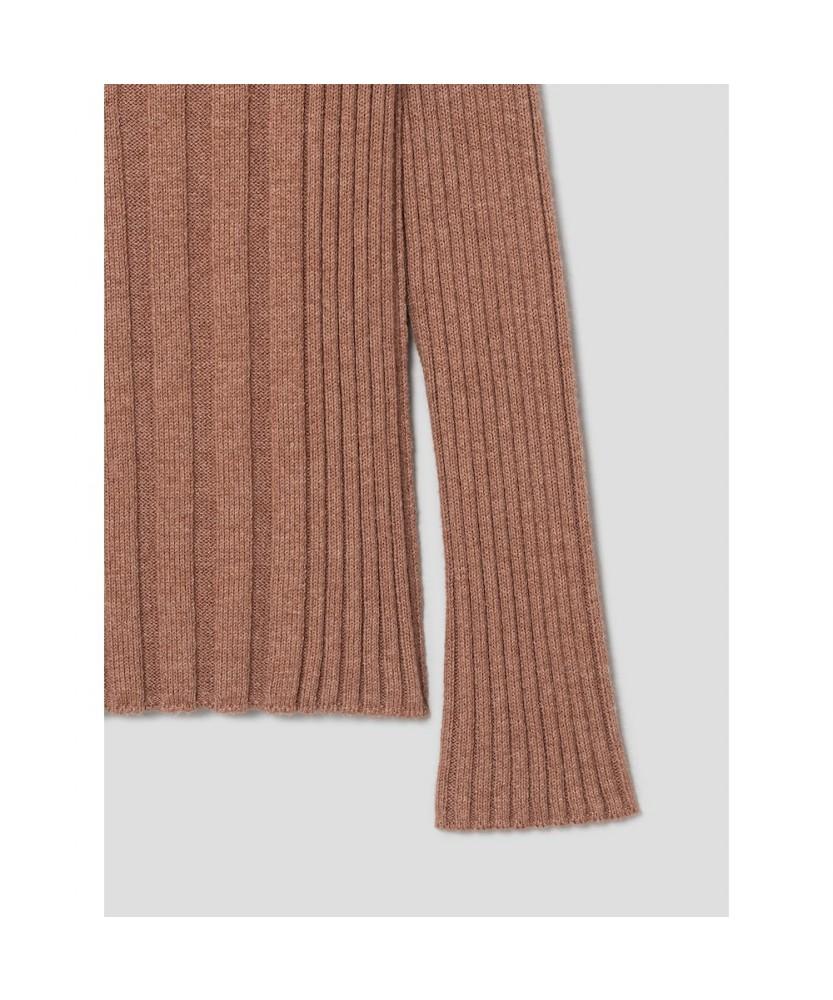 Anggae Tube Neck Rib Pullover Brown