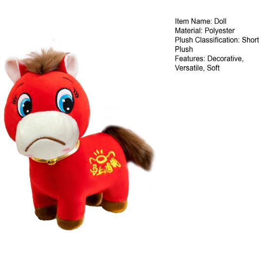 Plyšový kůň plačící a smějící se Maskot roku 2026 Měsíčního koně Měkké plyšové zvíře jako dárek k Novému roku a dekorace do domácnosti