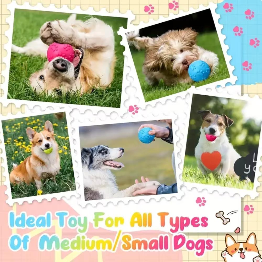 TPR Squeaky Paw Print Ball Interactive Pet Toy Fun Sound Chew Play for Dogs Teething Boredom Relief