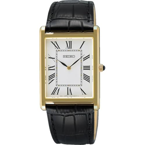 Seiko Classic Dress (27.2mm) White Dial/Black Leather Strap SWR104P1 Black/White