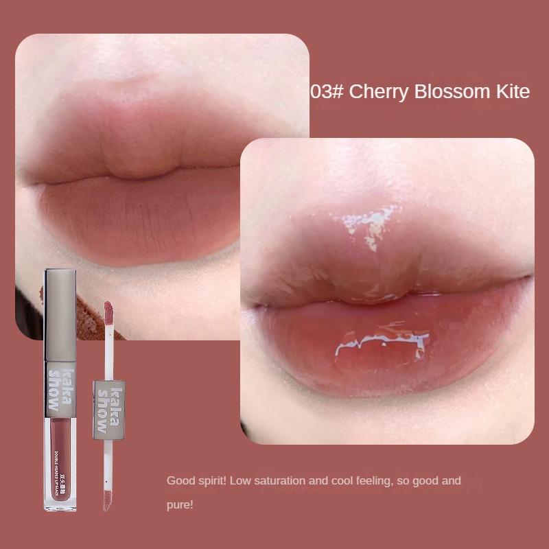 Double-ended Lip Glaze, Watery Velvet Matte Whitening Lipstick, Moisturizing Lip Mud Cosmetics