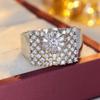 Xiaomi Huitan Sparkling Ring for Women Hollow Design Full Shining CZ Wedding Party Versatile Fashion Accessories Elegant Lady Jewelry