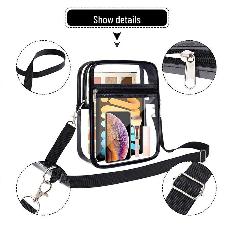Adjustable PVC Transparent Crossbody Bag with Zipper for Concerts and Sports