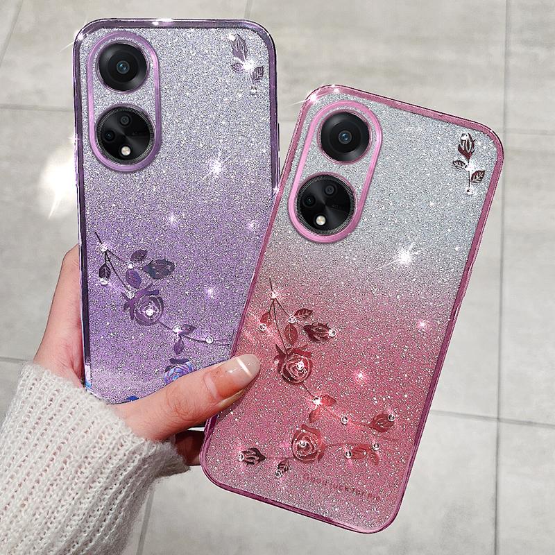 KADEM For Oppo A78 4G Case Mobile Phone Cover Rhinestone Flower Decor Phone Shell