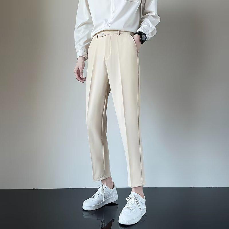 Men's Korean Style Slim Casual Nine-Point Trousers - Light Mature, High-Grade, Summer Drape, All-Match, Small Suit Design