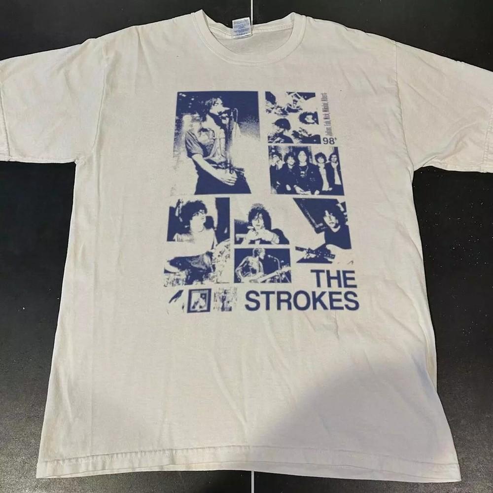 The Strokes Band T shirt White Short Sleeve Concert Tour 90s Vtg S-5XL Unisex T-Shirt XXL