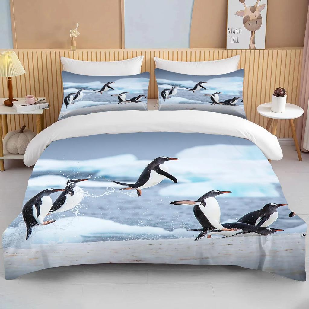 Cute Penguin Bedding 2/3 Piece Set king size double bed bedding set microfiber or polyester duvet cover set kids bedroom bed set