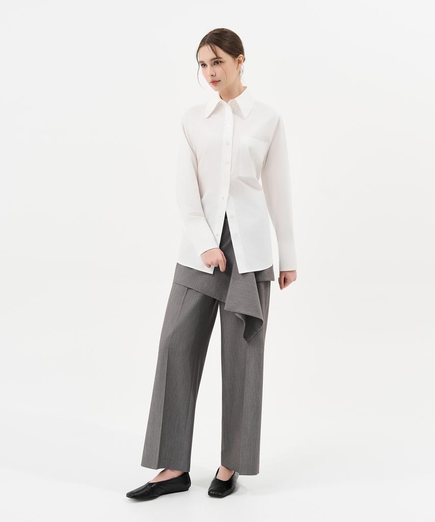 Laneonkyulleoseu Layered Wrap Skirt Pants Set_Melange Grey