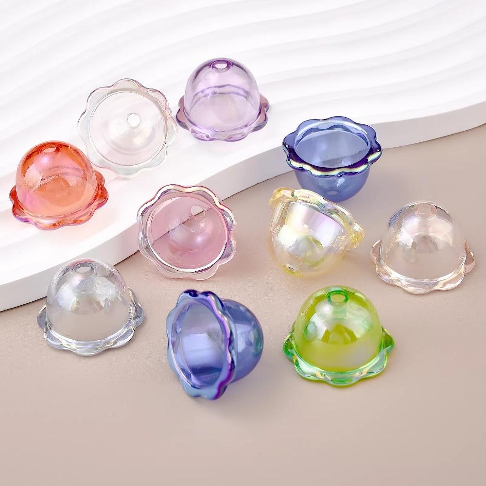 10pcs DIY Flower Bead Caps Transparent Keychain Pendant New Petal Charms Beads  Earring Jewelry