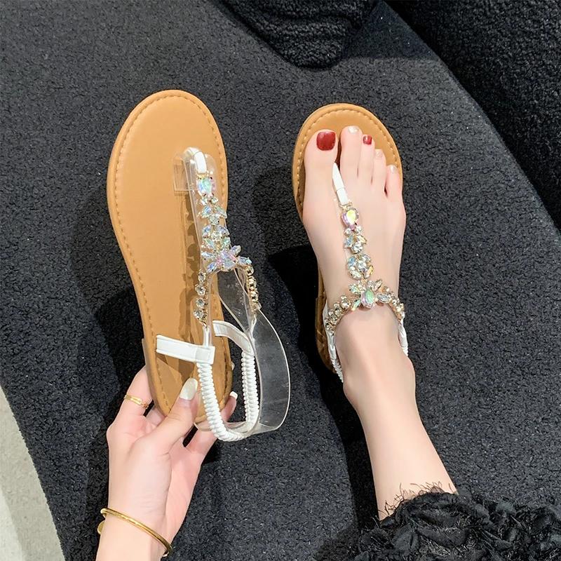 Women's Sandals Summer New Fashion Women's Sandals 2024 Rhinestone Sandals Open Toe Lightweight High-end Women's Shoes