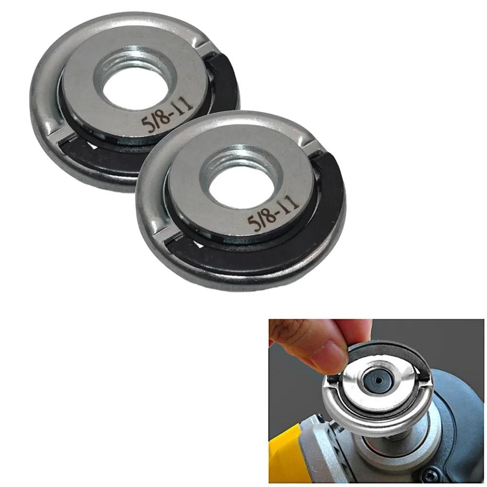 2x Quick Release Self-Locking Flange Nut for 5/8-11 Angle Grinder, Steel Pressing Plate for Fast Disc Changes, 12000 RPM, 48.5mm
