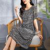 Mid-Length Silk Dress with Polka Dot Print