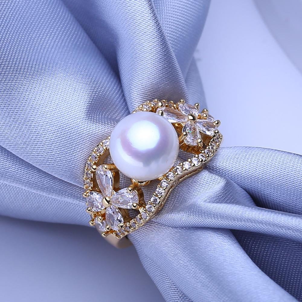 LSOOYH Natur Süßwasser Große Perlenringe für Frauen Luxus Ehering, Geeignete Geschenke für Geburtstage, Muttertag und andere Feiertage