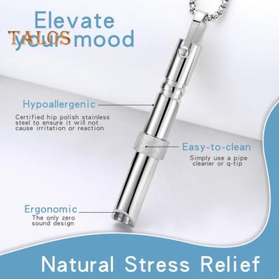 Achtsame Atmung Halskette mit drehbarer Perle Edelstahl Angstreduzierende Halskette Stress- und Paniklindernde Halskette Verstellbare Länge Meditation