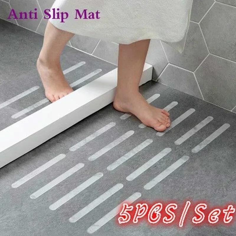 New 5Pcs Set Anti Slip Bath Mat Grip Stickers Non Slip Shower Strips Flooring Safety Tape Mat Pad Eco-Friendly Bathroom Rug