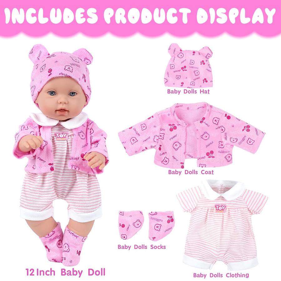 30CM Reborn Baby Doll Set - 12 Inch Children's Comfort Vinyl Doll