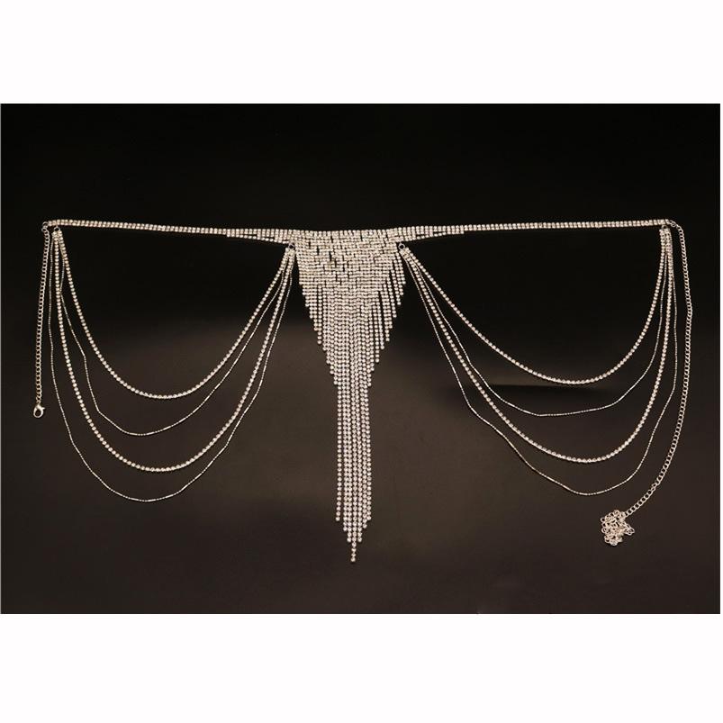 

New Product, Novel Angel Wing Body Chain, European And American Fashion Full Diamond Fringed Chest Chain Women S Body Chain silver plated