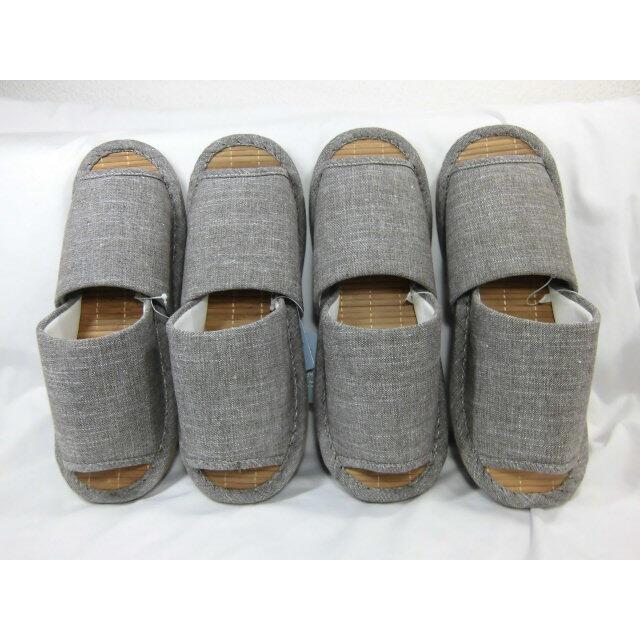 

[Set of 4 pairs] Bamboo slippers for men, large size, men s L size [Brown] BR (not available in Okinawa) Open in the front, outside seams, loose,