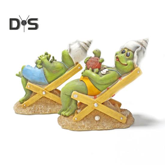 Strand Lounge Stuhl Nebel Figurine Harz Liegen Cartoon Frosch Statue Skulptur Home Office Desktop Indoor Outdoor Garten Dekoration Ornament