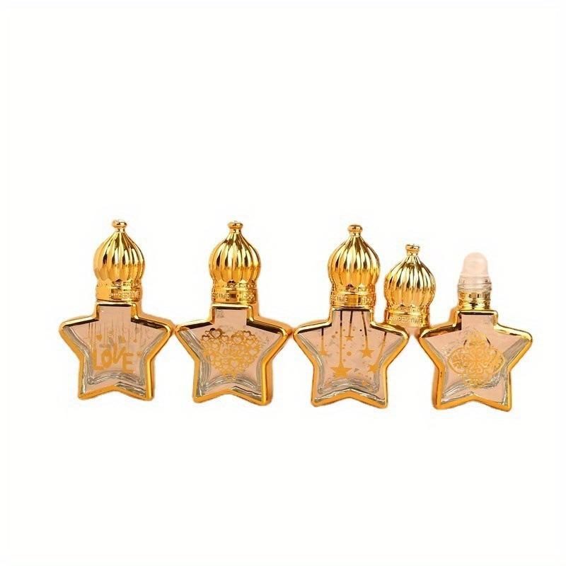 2pcs/set 8ML Luxury Golden Essential Oil Roller Bottle Refillable Perfume Bottle Glass Roll-On Essential Oil Bottle Cosmetics