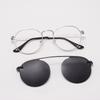 Stylish Men And Women Spectacle Metal Round Medium Size Glasses Frames With Polarized Magnetic Clip On For Prescription Lenses